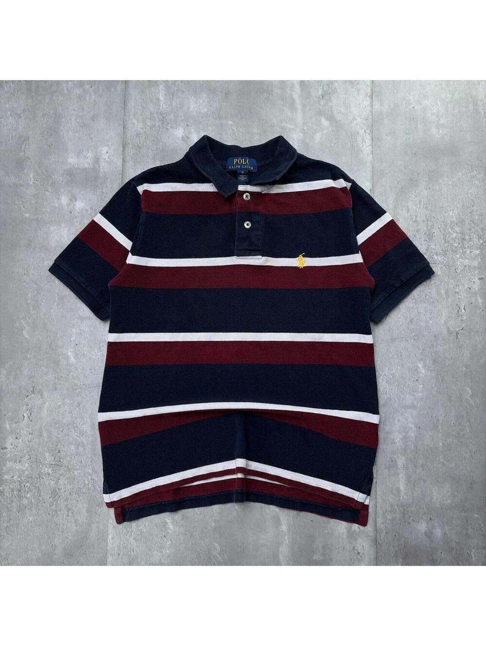 Y2K Navy Polo Ralph Lauren Grunge Striped Skater Polo Shirt